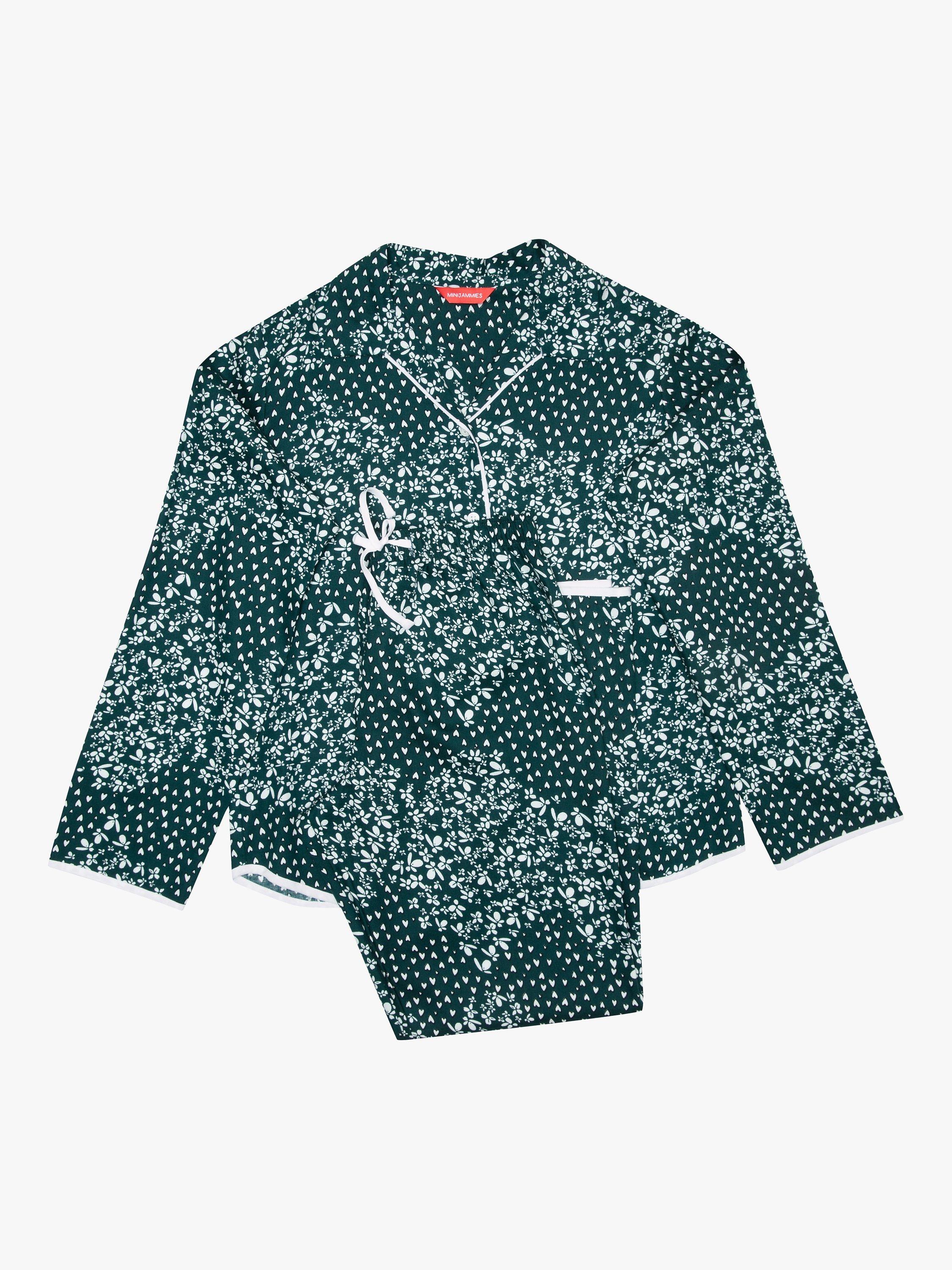 Product image 3 of 3, which shows Cyberjammies Kids' Penny Ditsy Heart Print Pyjama Set, Emerald/Multi, 2-3 years