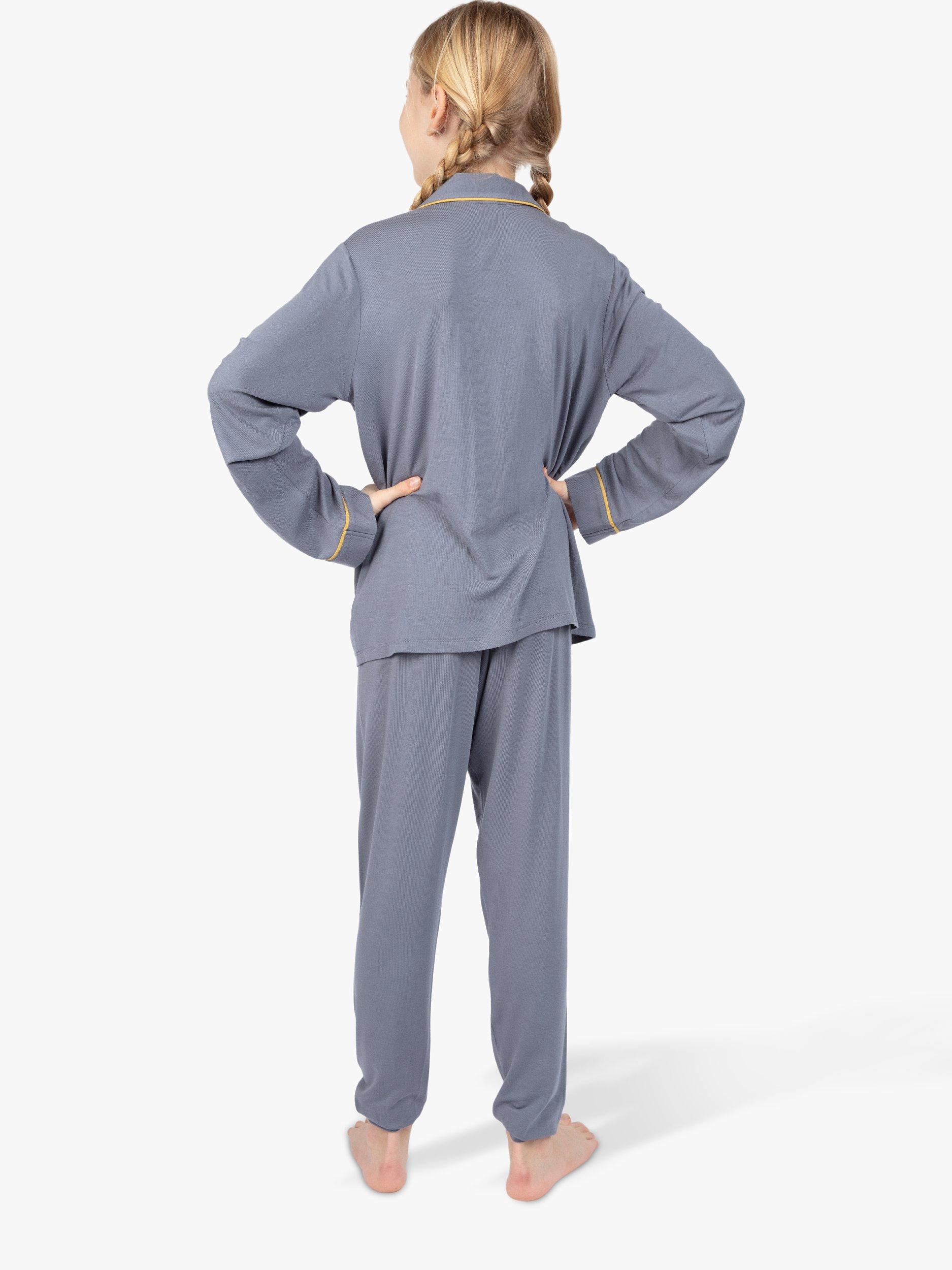 Product image 2 of 3, which shows Cyberjammies Kids' Rachel Plain Pyjama Set, Grey, 4-5 years