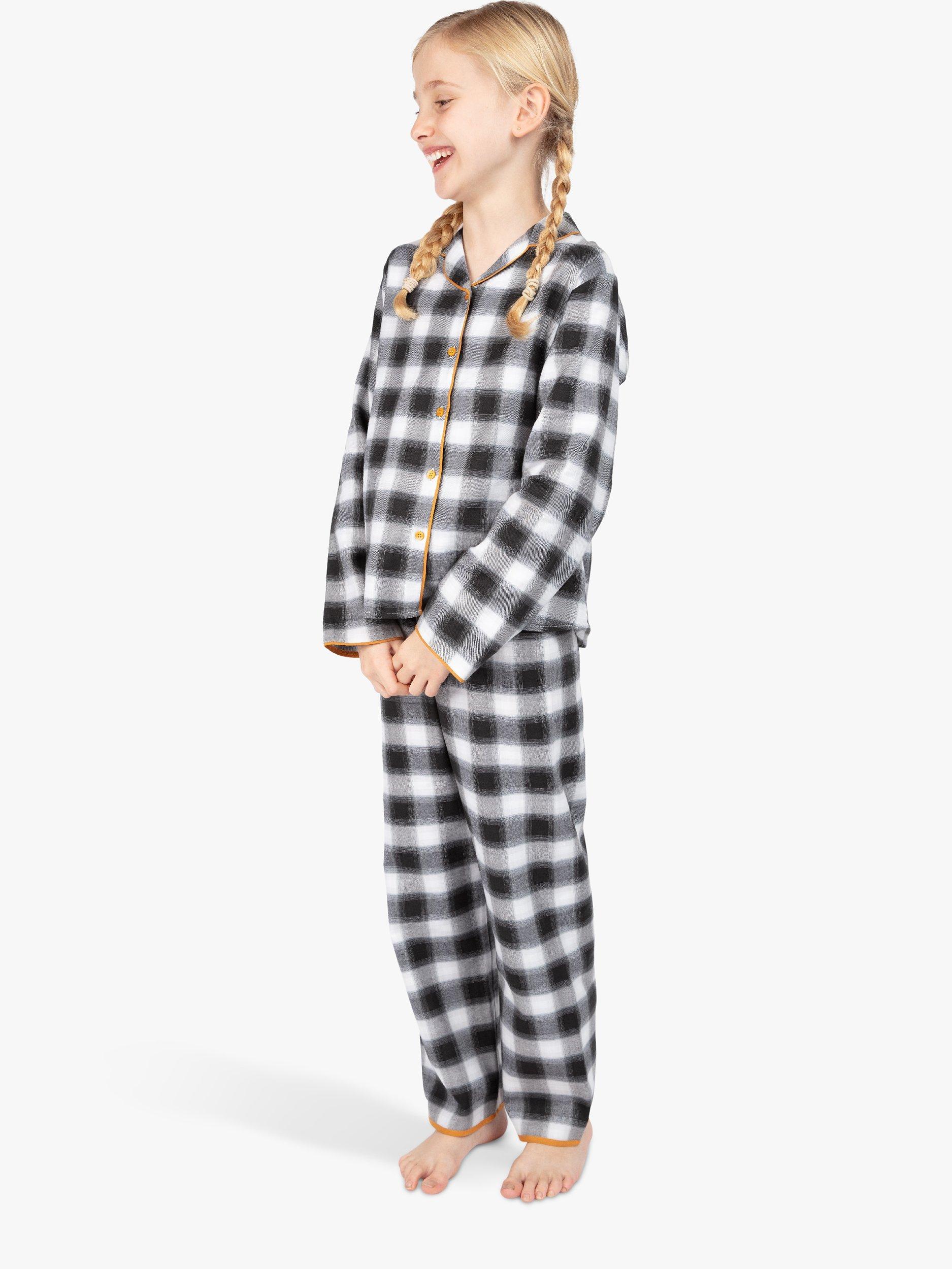 Product image 1 of 3, which shows Cyberjammies Kids' Annie Check Pyjama Set, Charcoal, 2-3 years