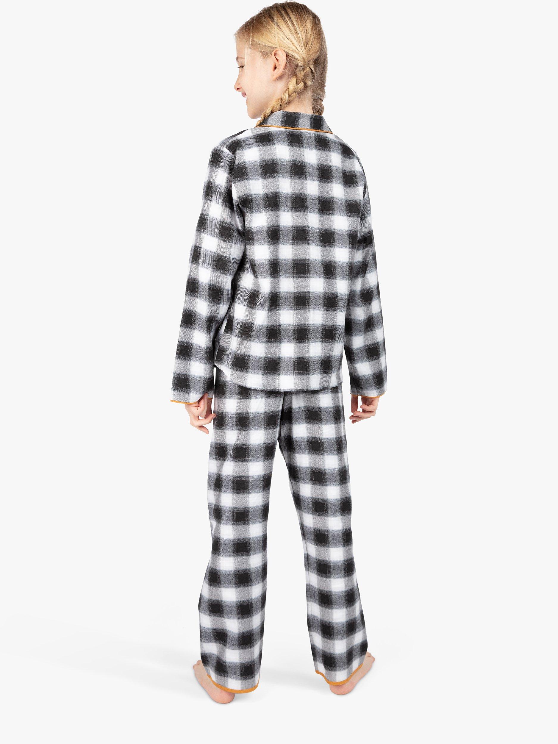 Product image 2 of 3, which shows Cyberjammies Kids' Annie Check Pyjama Set, Charcoal, 2-3 years