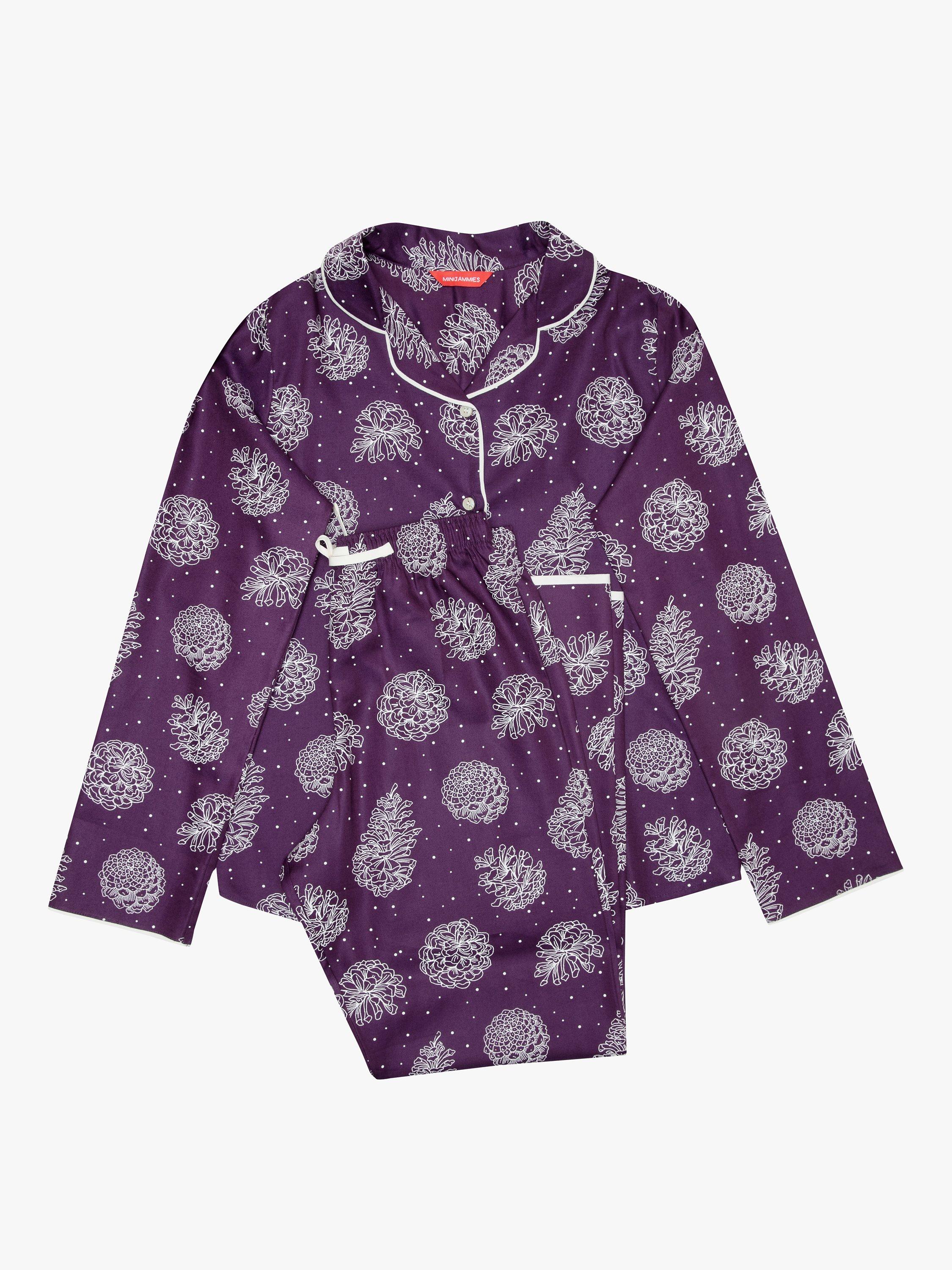 Product image 3 of 3, which shows Cyberjammies Kids' Margo Pine Cone Pyjamas, Purple, 4-5 years