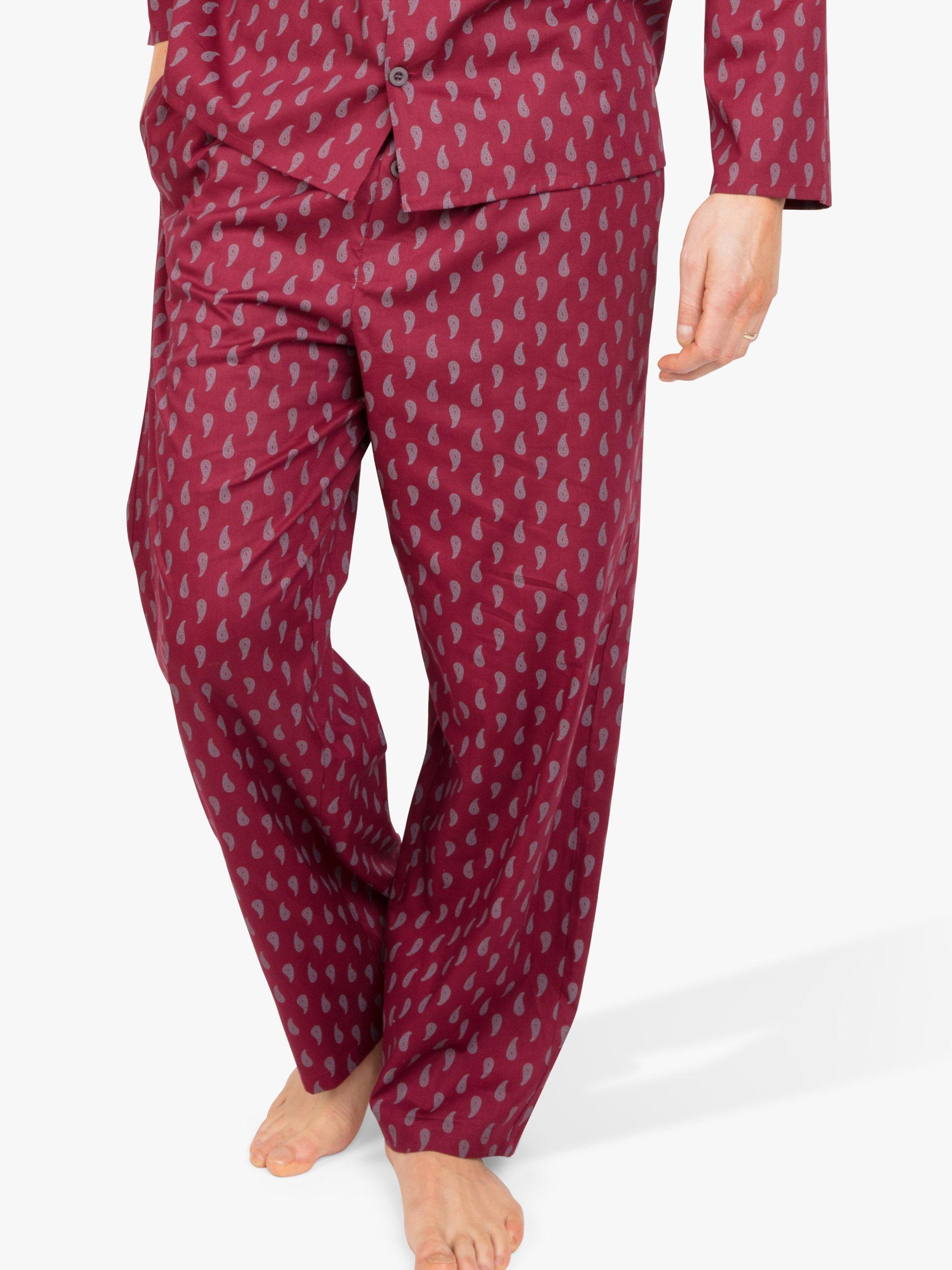 Product image 1 of 3, which shows Cyberjammies Frankie Paisley Print Pyjama Trousers, Burgundy Mix, S