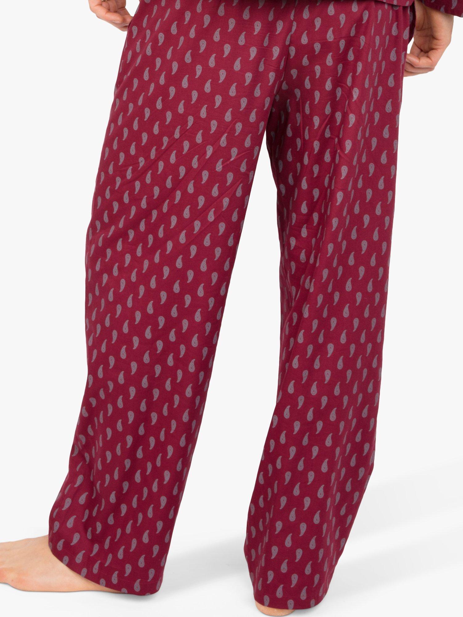 Product image 2 of 3, which shows Cyberjammies Frankie Paisley Print Pyjama Trousers, Burgundy Mix, S