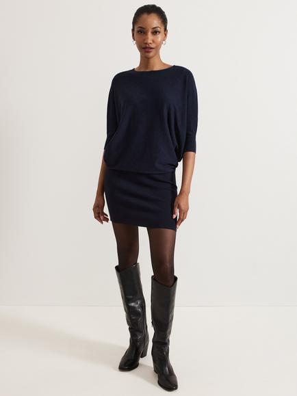 Phase Eight Becca Batwing Knitted Dress, Navy