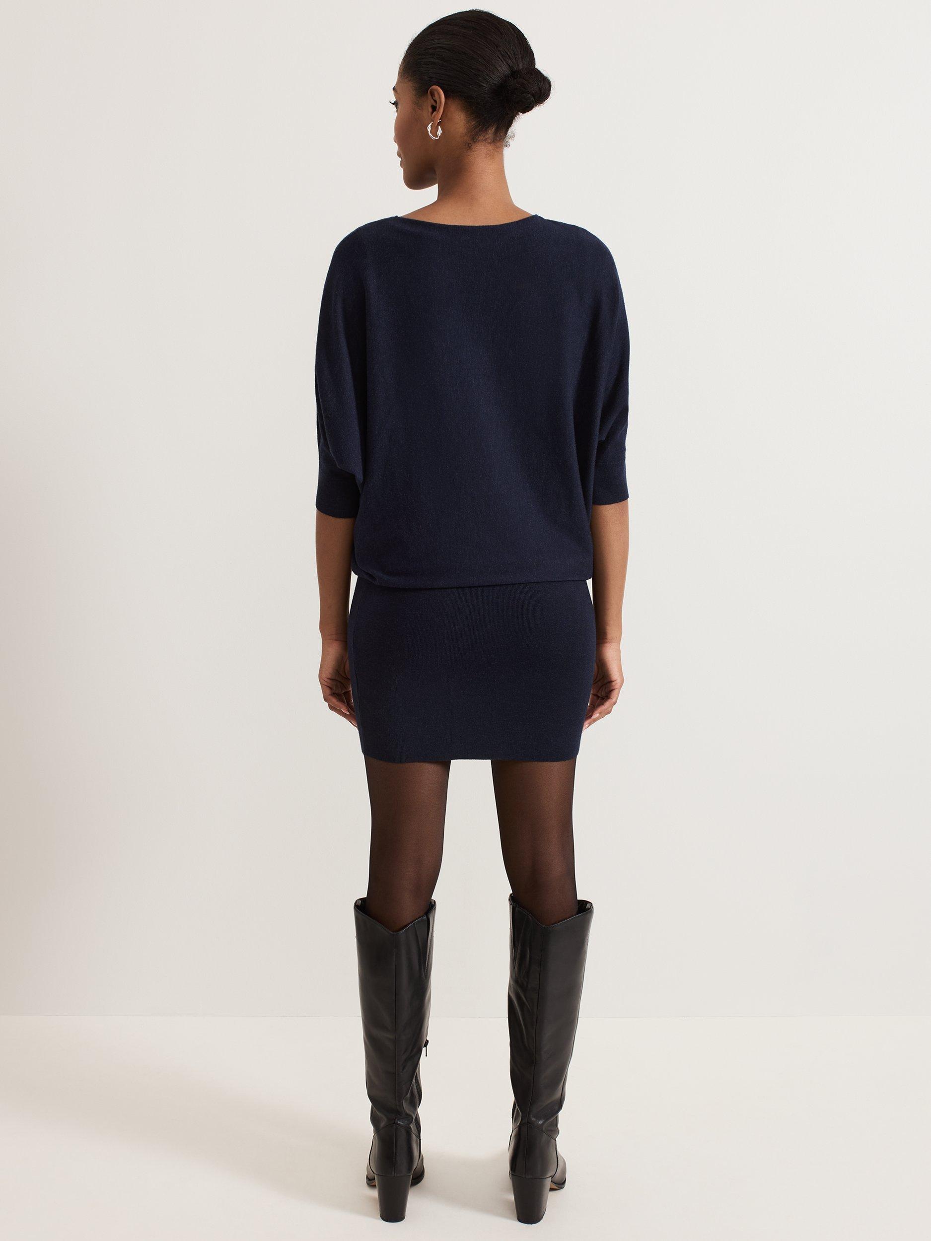 Phase Eight Becca Batwing Knitted Dress Navy