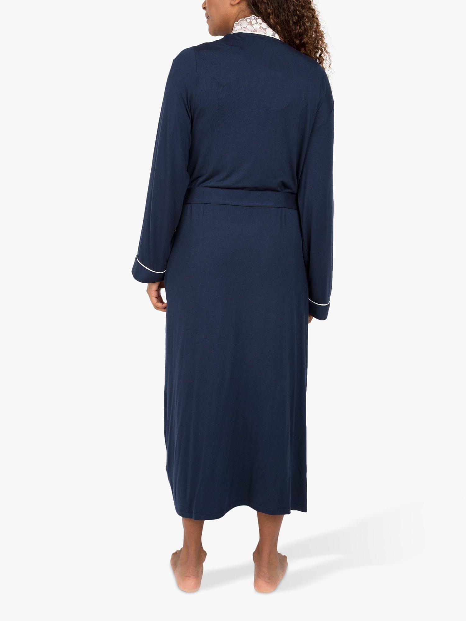 Product image 2 of 3, which shows Nora Rose by Cyberjammies Lace Trim Dressing Gown, Navy, 8