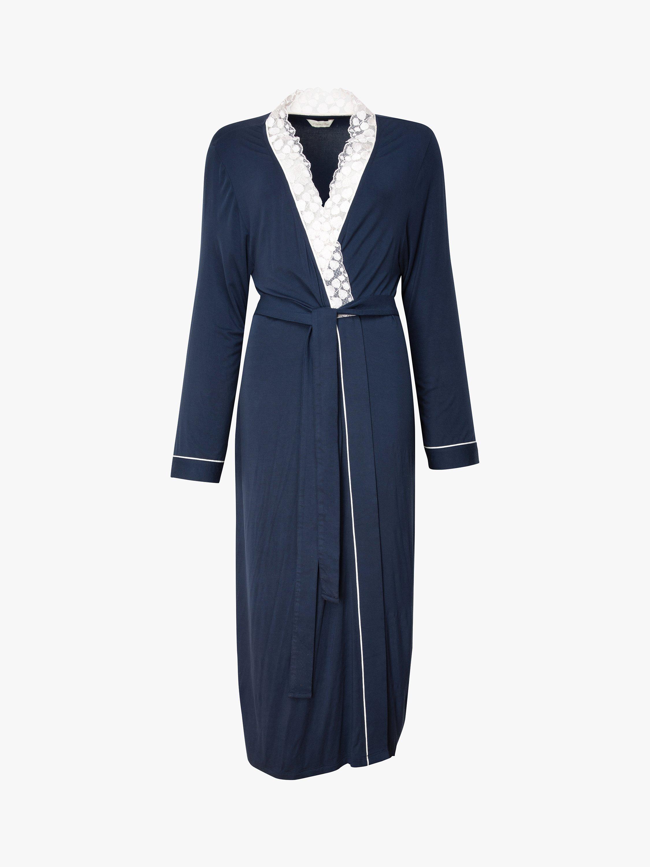 Product image 3 of 3, which shows Nora Rose by Cyberjammies Lace Trim Dressing Gown, Navy, 8