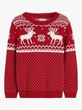 The Little Tailor Baby & Kids' Christmas Fairisle Jumper, Red