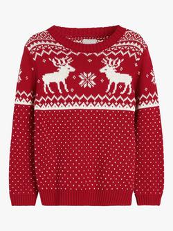 The Little Tailor Baby's & Kid's Christmas Fairisle Jumper, Red