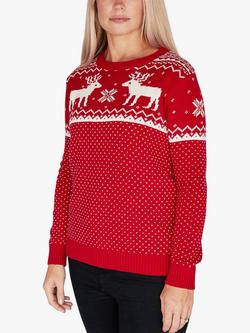 The Little Tailor Ladies Fairisle Christmas Jumper - view 2, Red