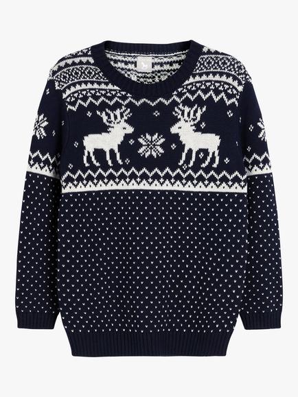 The Little Tailor Baby's & Kid's Christmas Fairisle Jumper, Navy