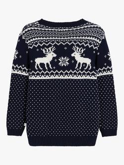 The Little Tailor Baby's & Kid's Christmas Fairisle Jumper - view 2, Navy