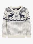 The Little Tailor Baby & Kids' Christmas Fairisle Jumper, Cream
