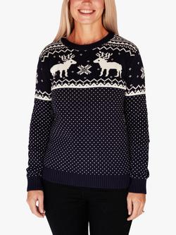 The Little Tailor Ladies Fairisle Christmas Jumper - view 2, Navy