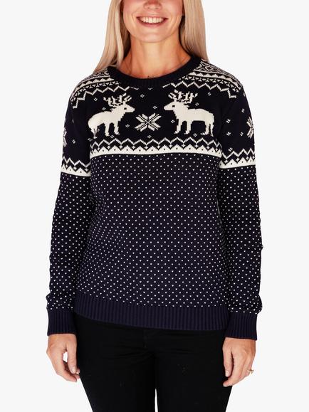 The Little Tailor Ladies Fairisle Christmas Jumper - view 2, Navy