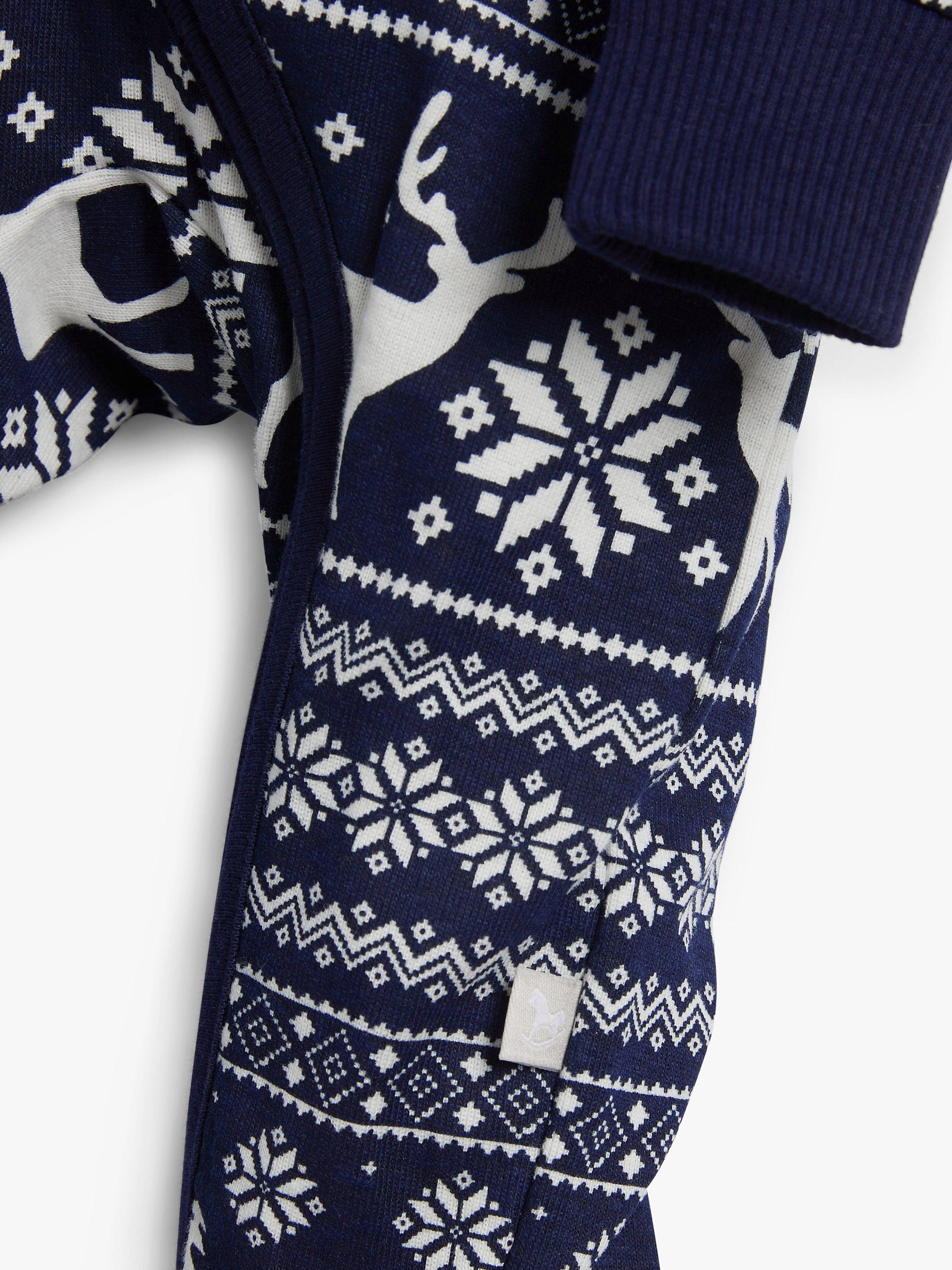 The Little Tailor Baby Christmas Fairisle Sleepsuit, Navy, 0-3 months