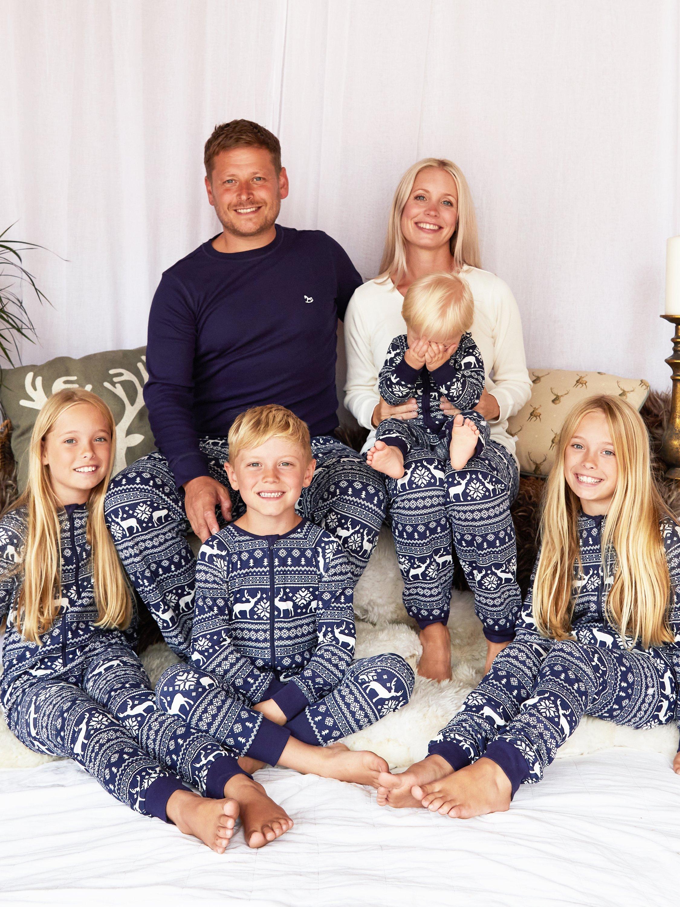 Product image 1 of 8, which shows The Little Tailor Baby Christmas Fairisle Sleepsuit, Navy, 0-3 months
