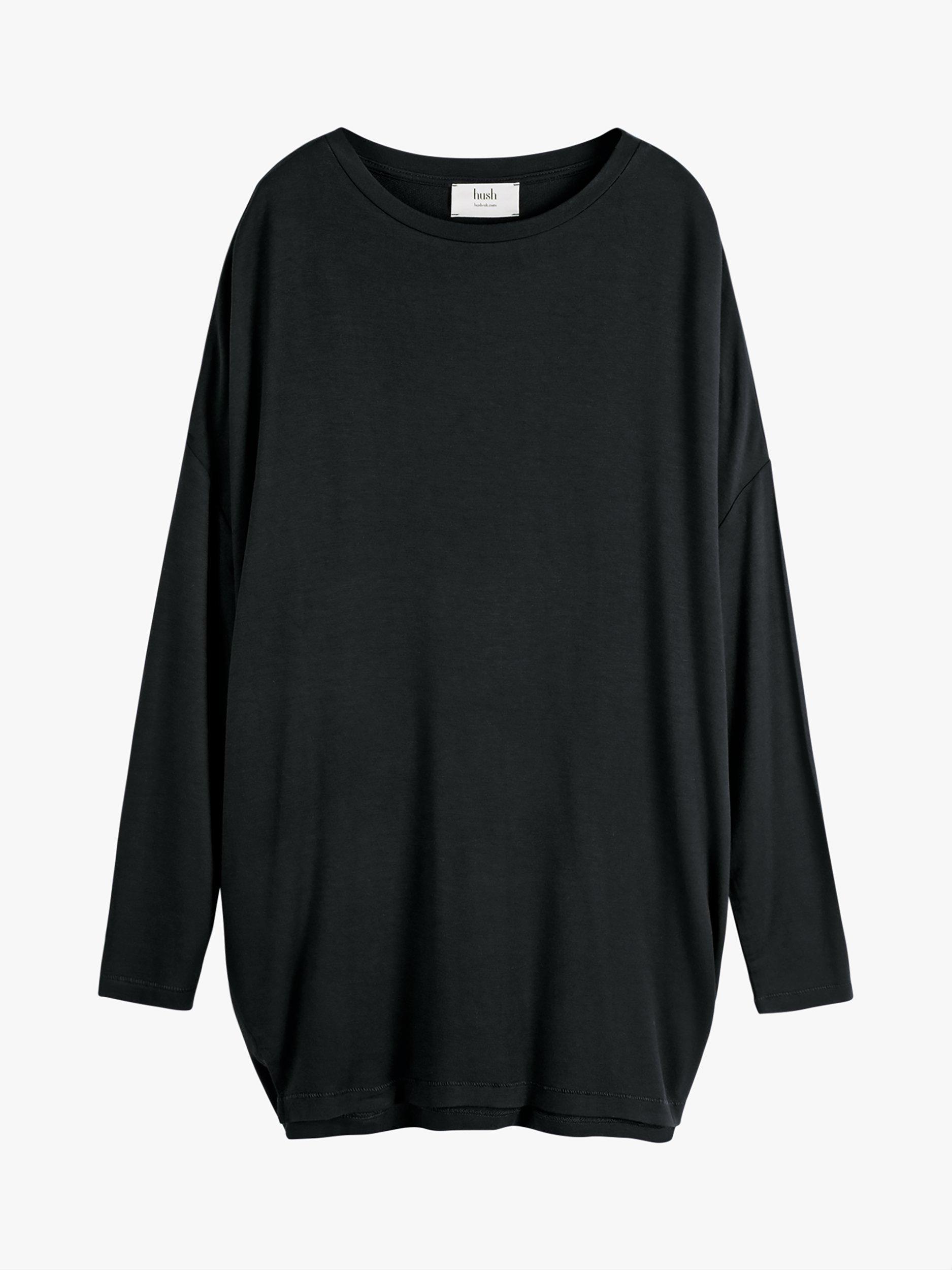 HUSH Wide Jersey Top, Black Marl