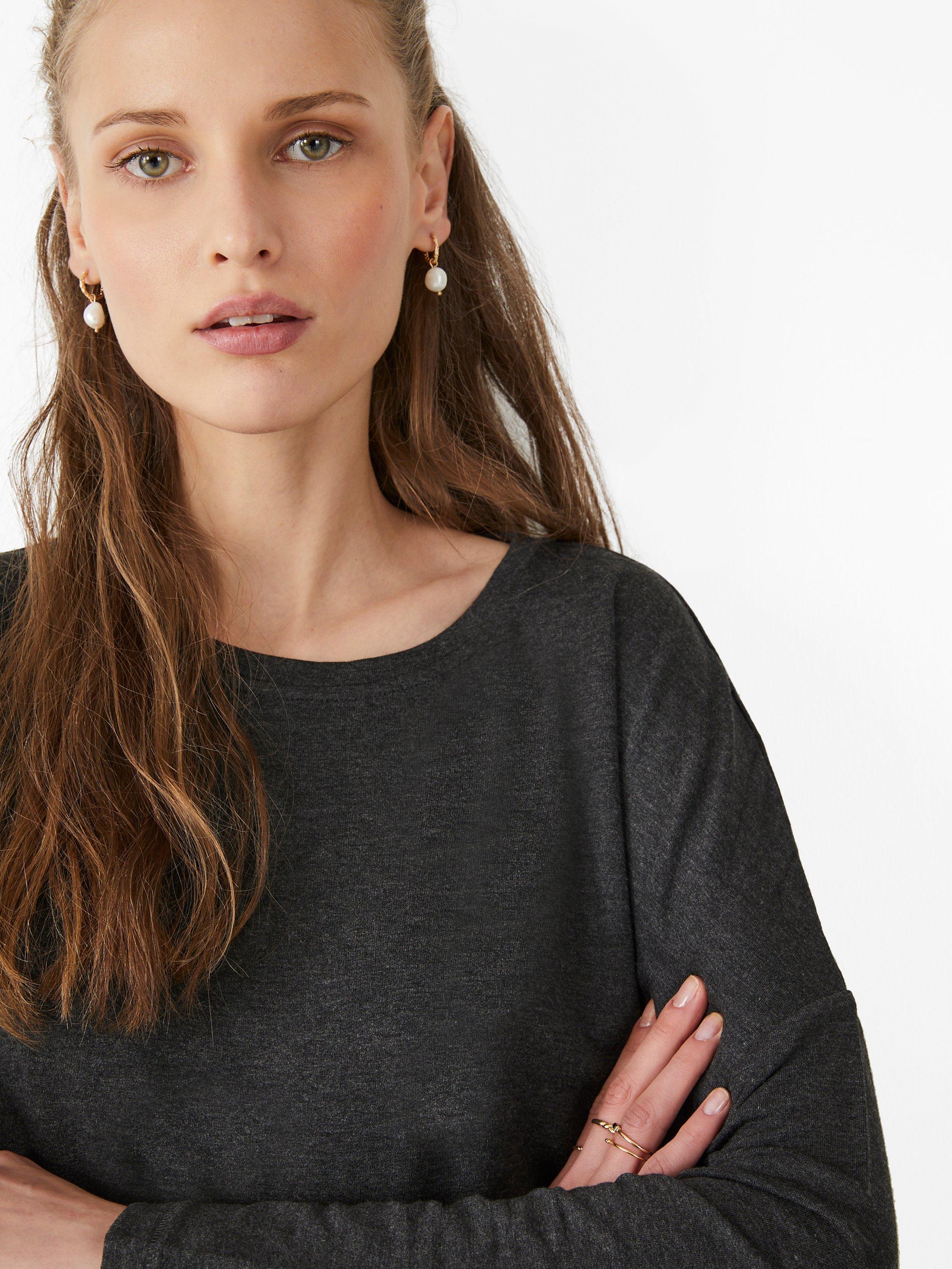 HUSH Wide Jersey Top, Charcoal Marl