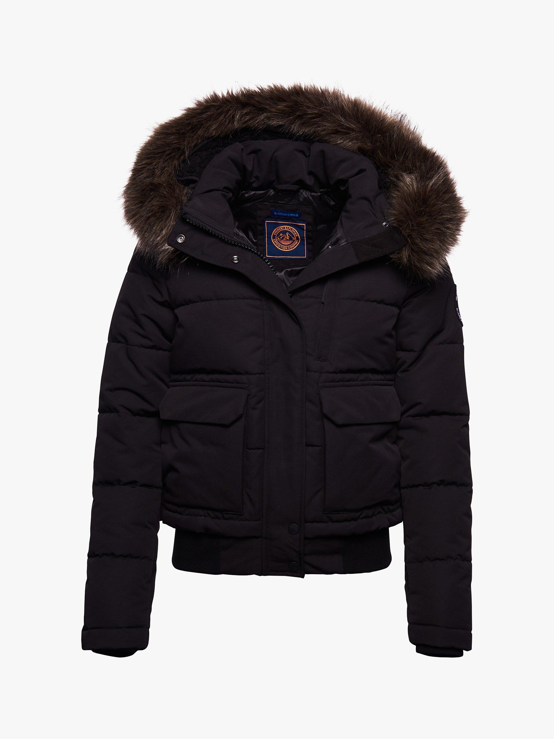 Superdry Everest Bomber Jacket, Black/Brown, 6