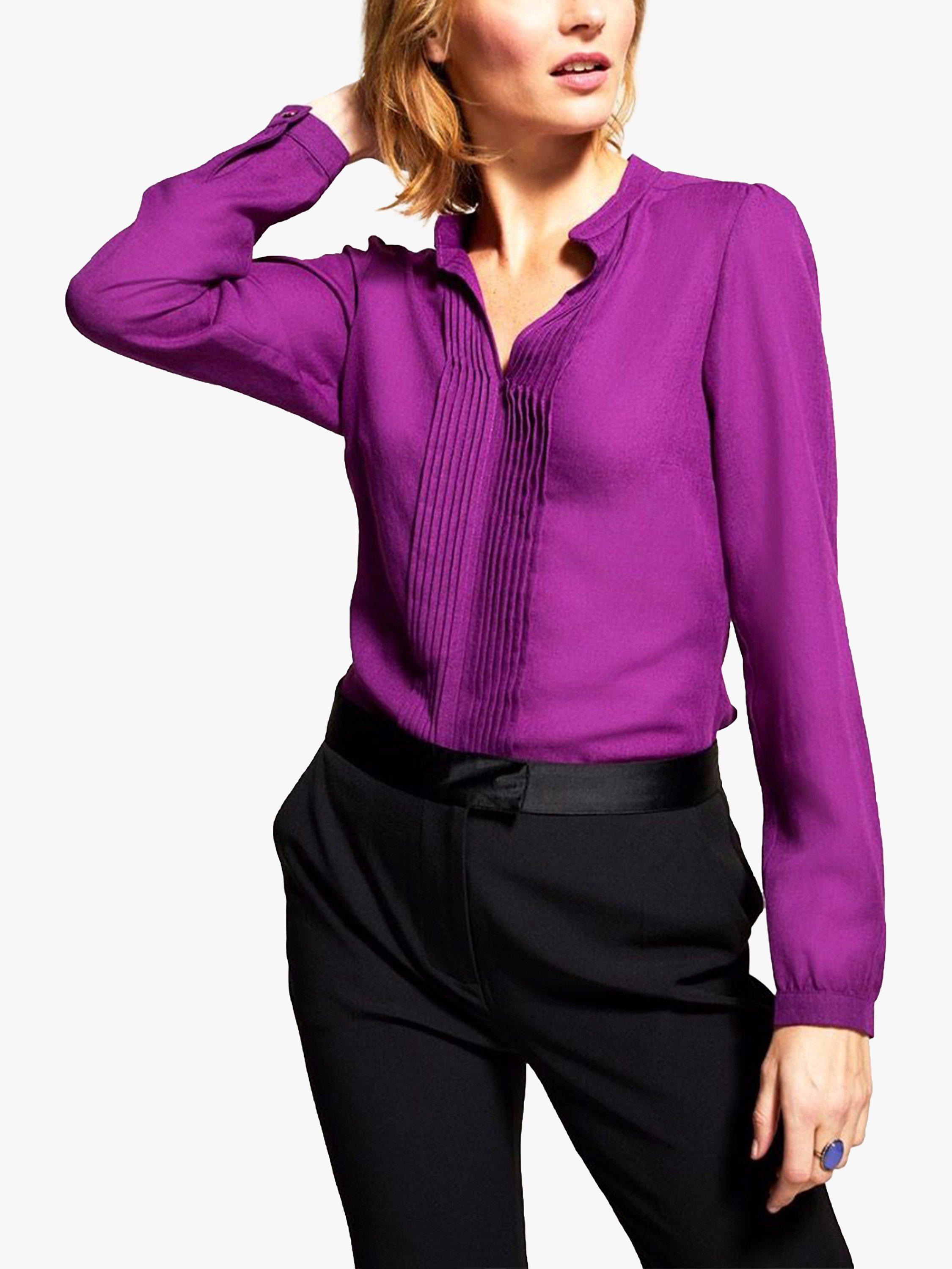 HotSquash Pleated Front Blouse, Berry