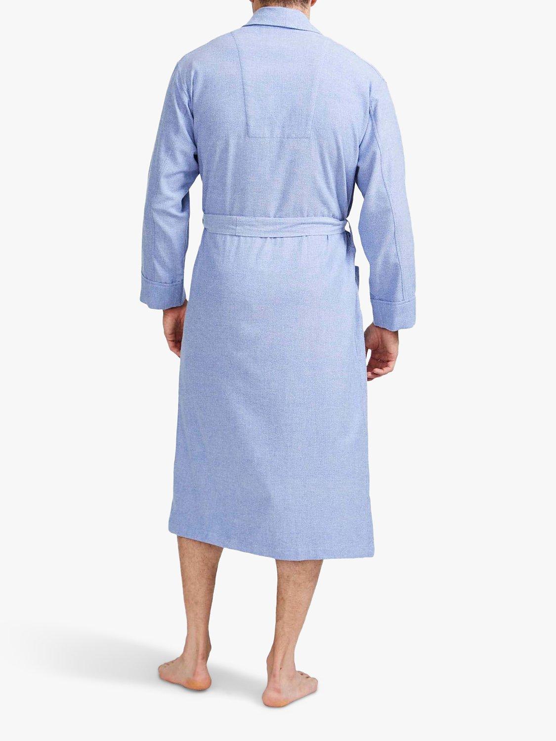 British Boxers Herringbone Brushed Cotton Dressing Gown, Staffordshire Blue, S