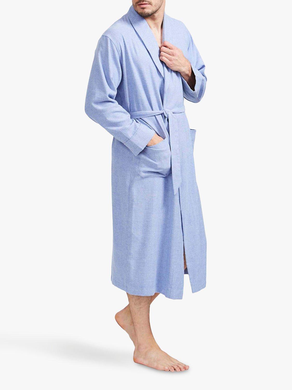 British Boxers Herringbone Brushed Cotton Dressing Gown, Staffordshire Blue, S