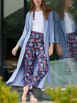 Herringbone Brushed Cotton Dressing Gown, Staffordshire Blue