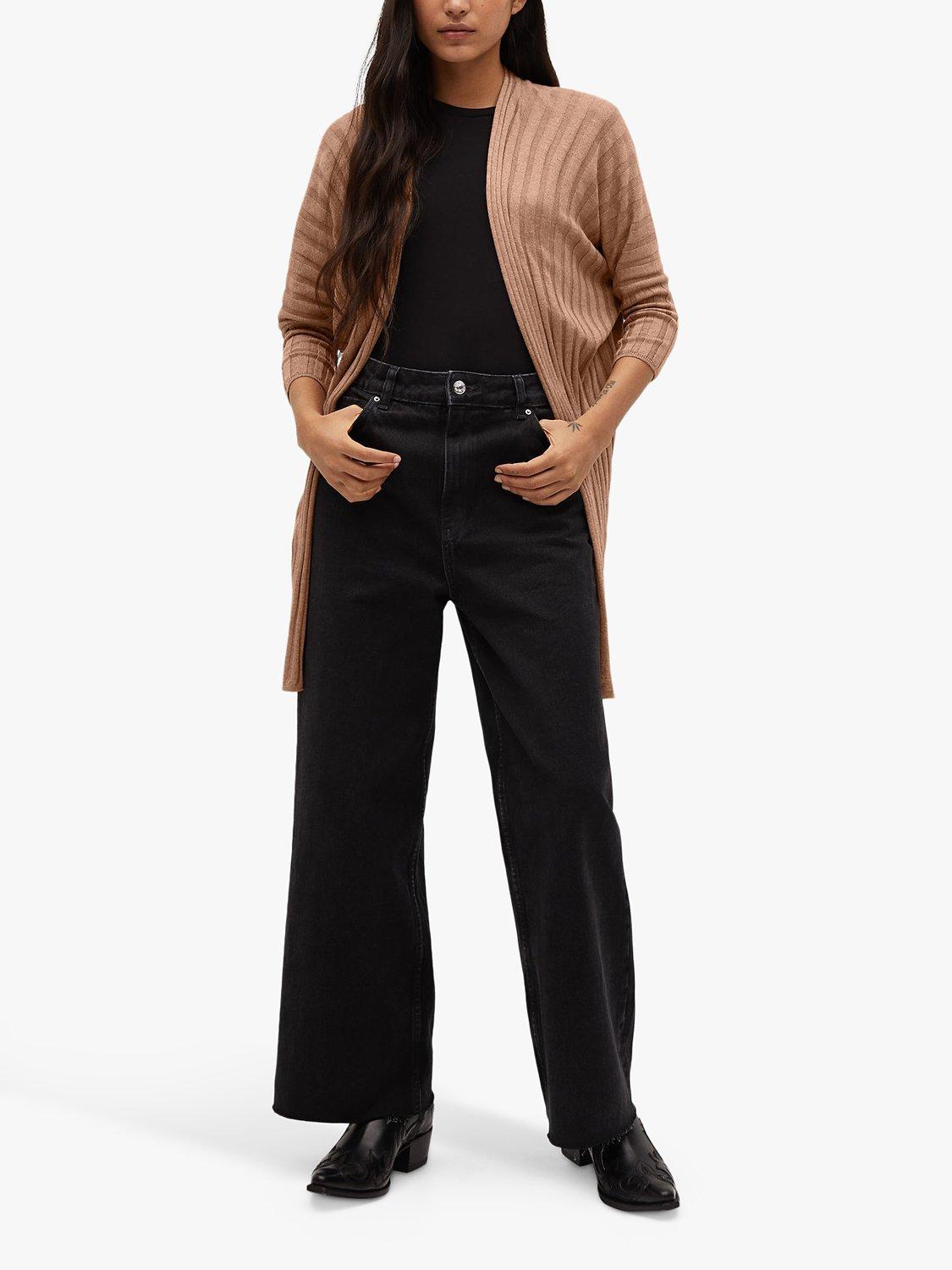 Mango Monaco Cotton Blend Cardigan, Medium Brown, S