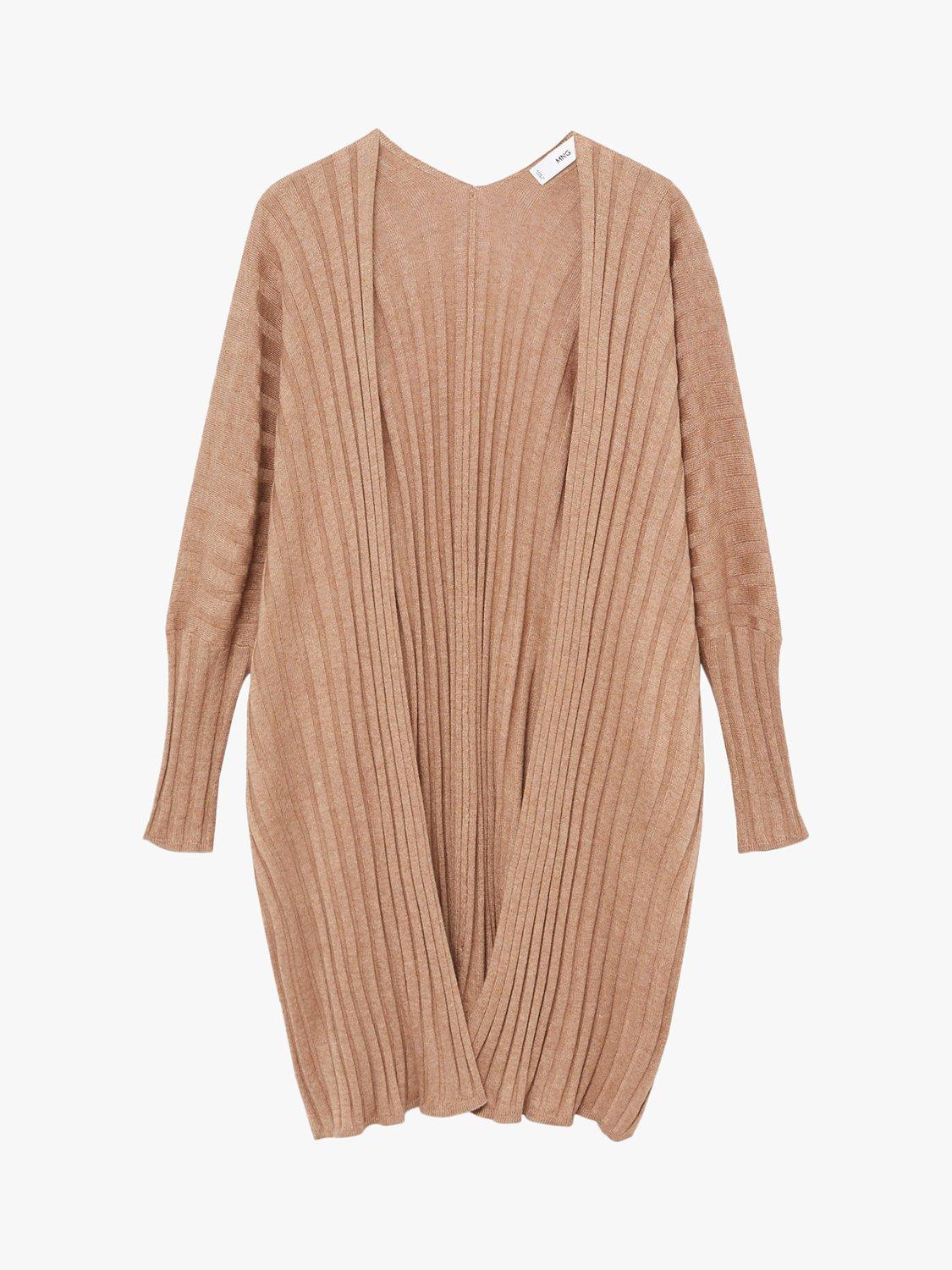 Mango Monaco Cotton Blend Cardigan, Medium Brown, S