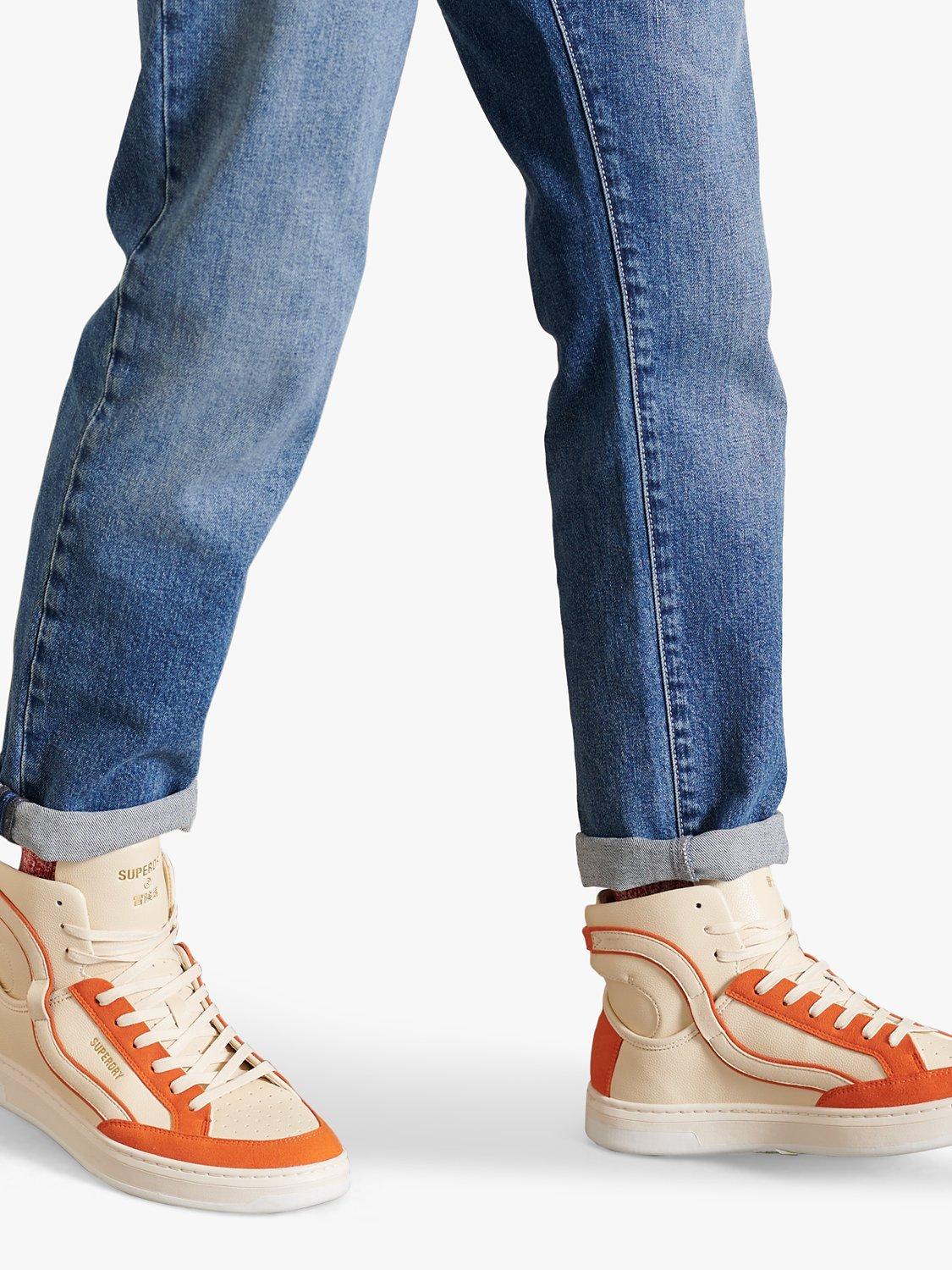 Superdry Vegan High Top Trainers, Oatmeal/Orange