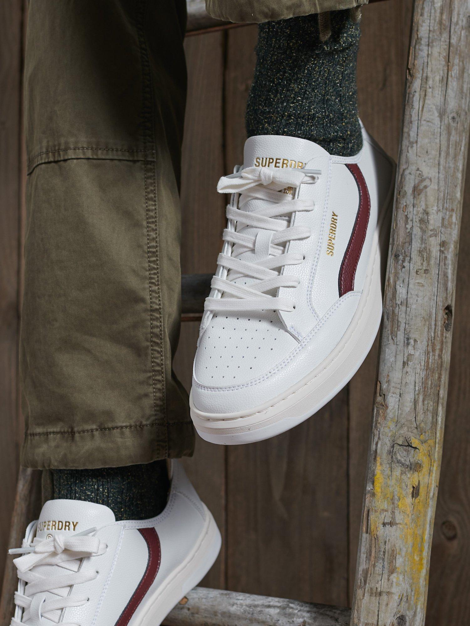 Superdry Vegan Low Top Trainers, Optic/Oxblood 