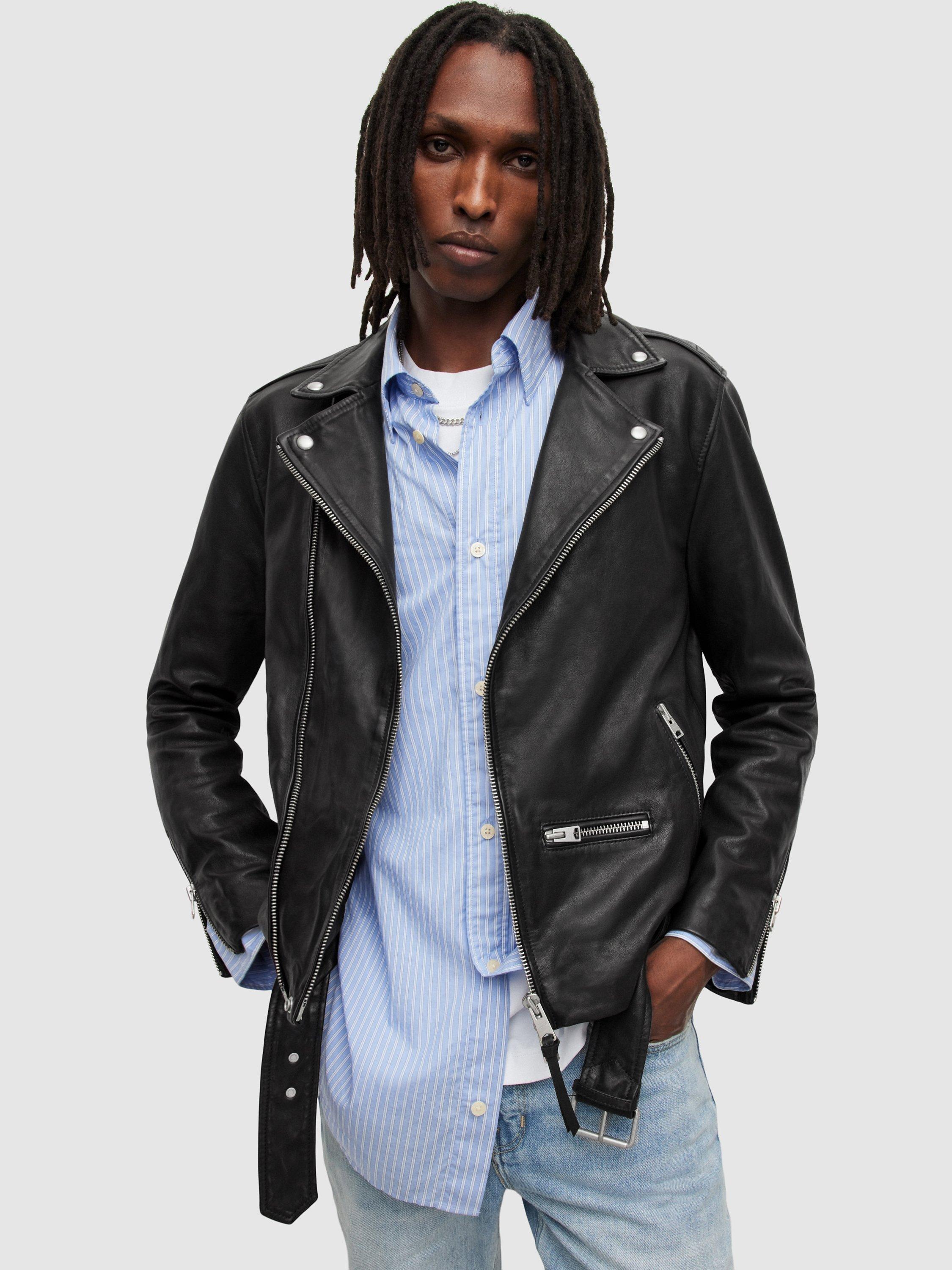 AllSaints Wick Leather Biker Jacket Black