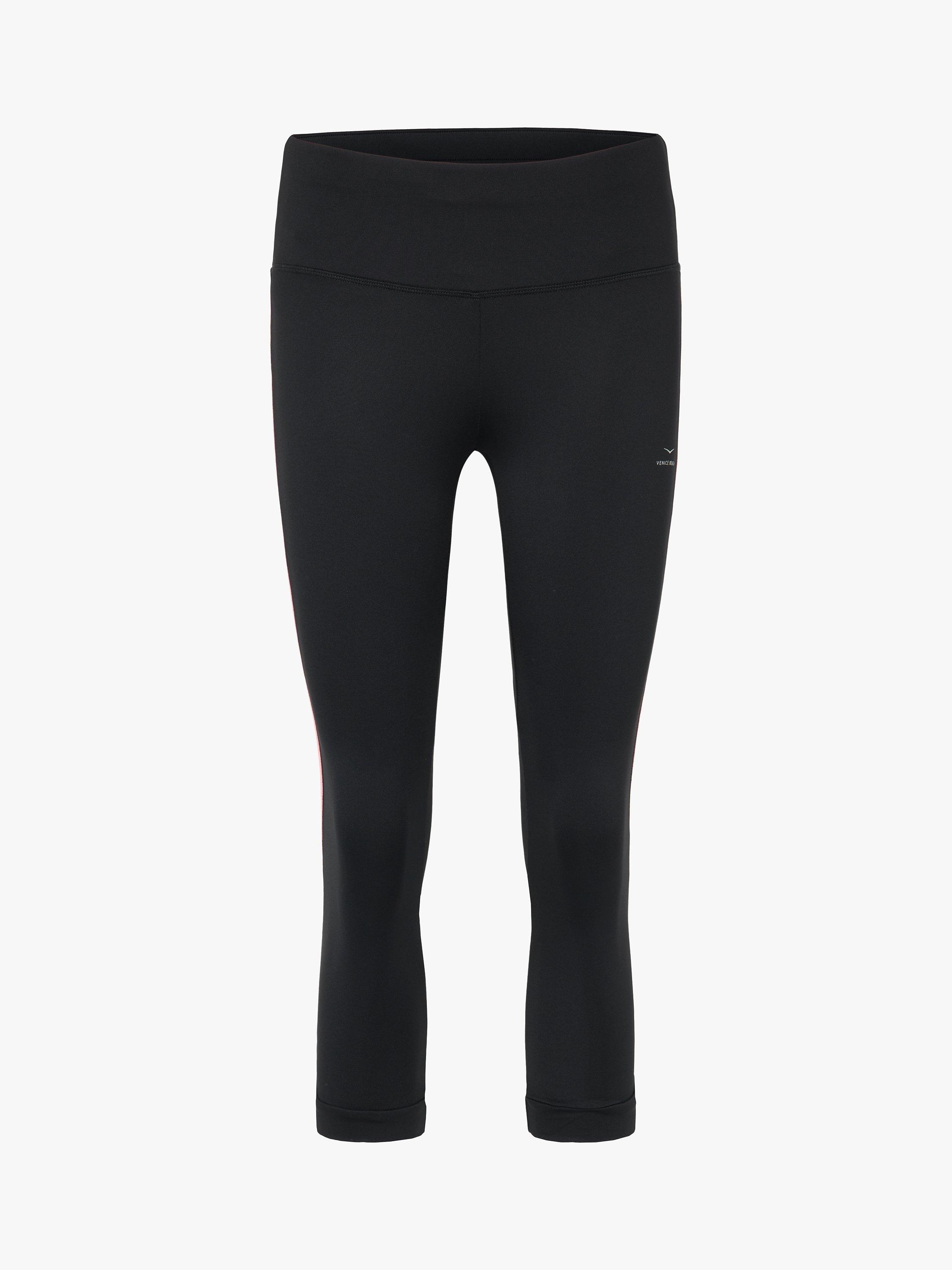 Product image 1 of 6, which shows Venice Beach Kimberly 3/4 Leggings, Black/Salmon, XS