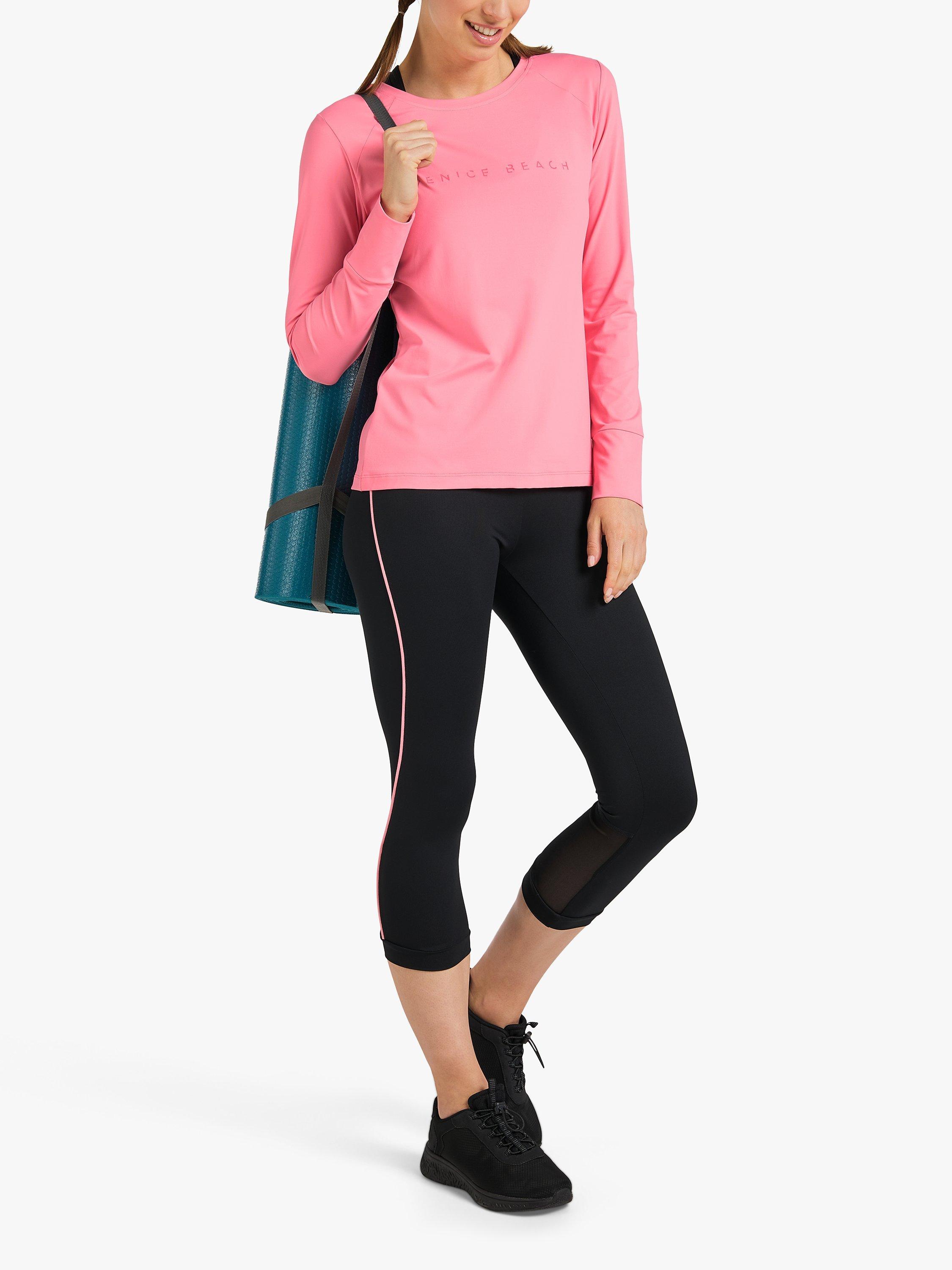 Product image 3 of 6, which shows Venice Beach Kimberly 3/4 Leggings, Black/Salmon, XS