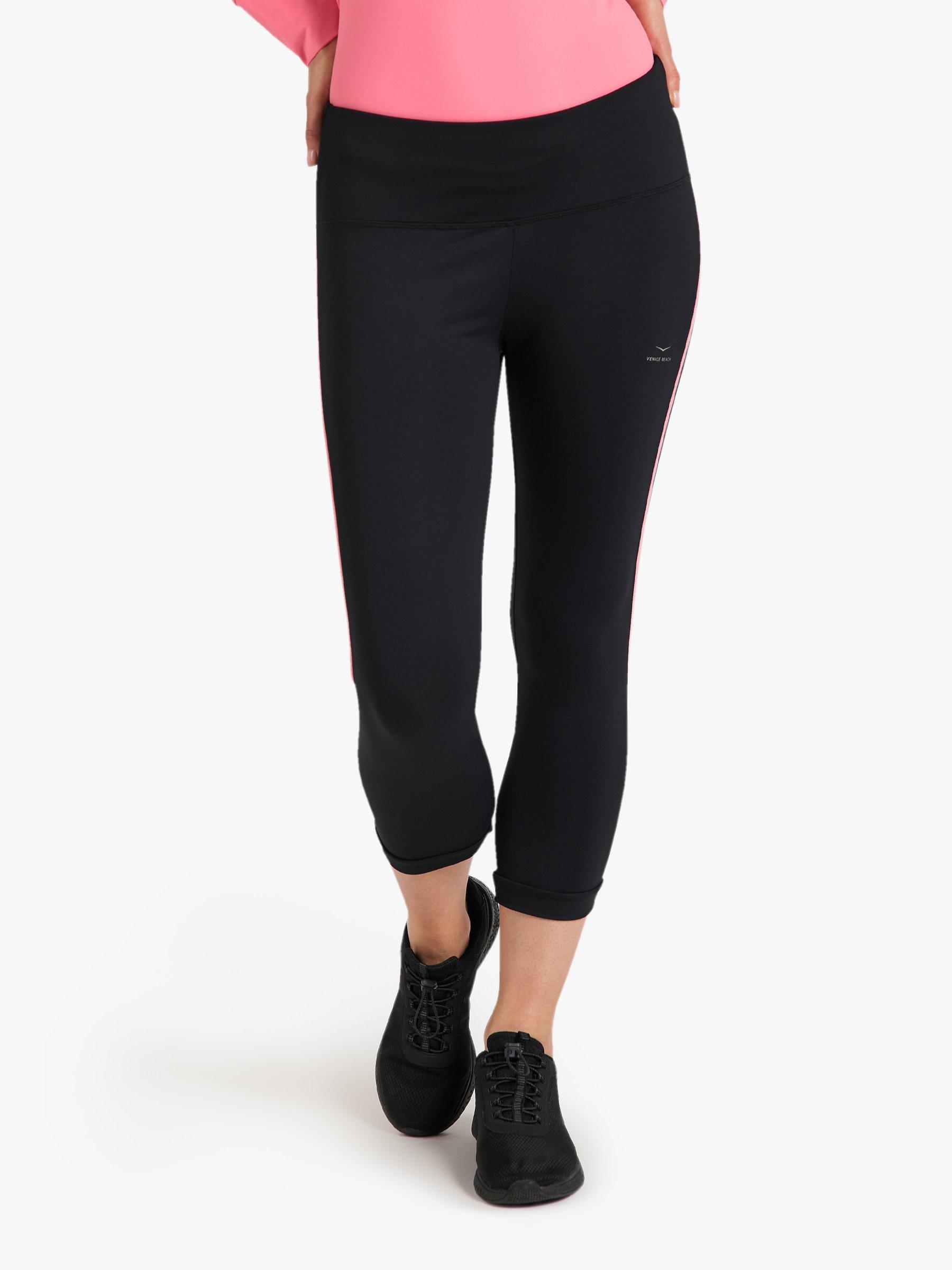 Product image 1 of 6, which shows Venice Beach Kimberly 3/4 Leggings, Black/Opal Grey, S