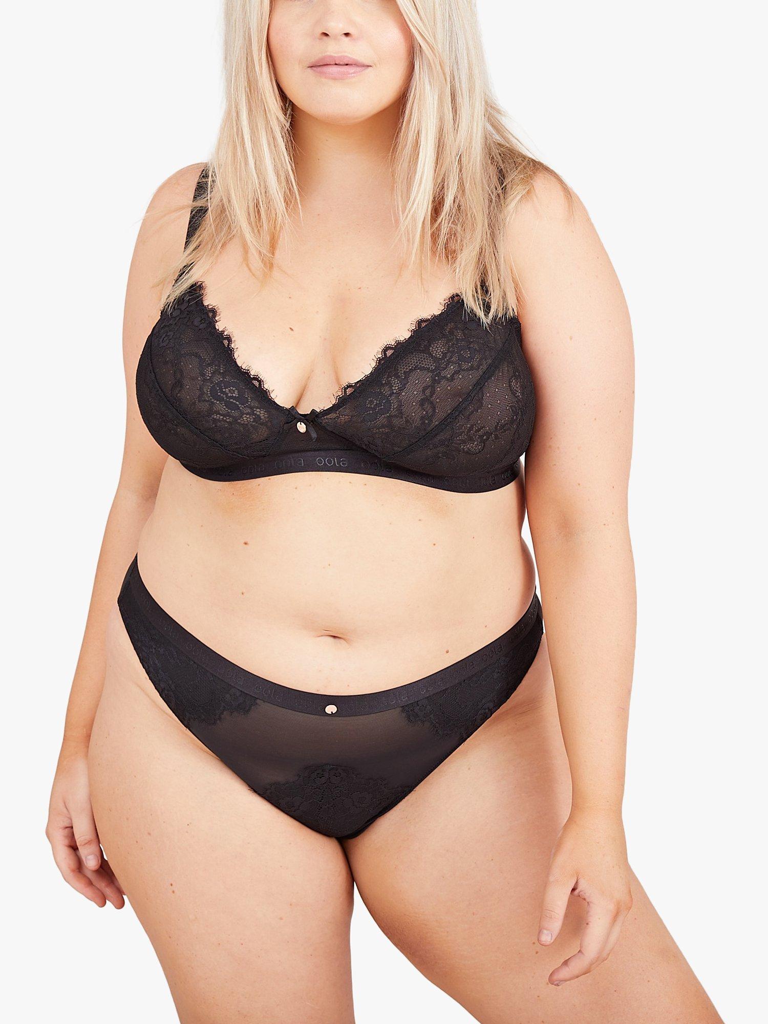 Product image 2 of 4, which shows Oola Lingerie Lace and Logo Non Wired Soft Bra, Black, 40DD