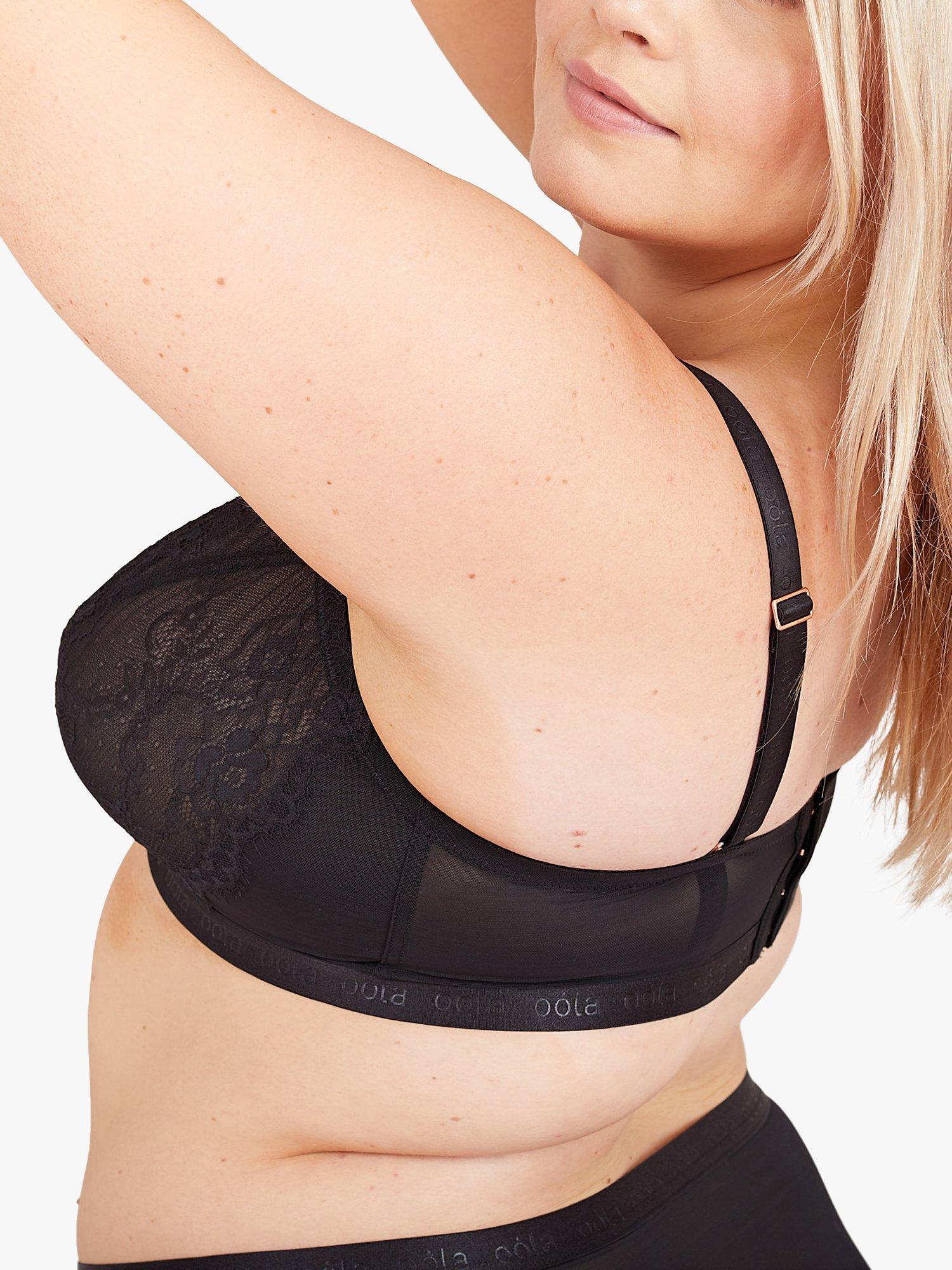 Product image 3 of 4, which shows Oola Lingerie Lace and Logo Non Wired Soft Bra, Black, 40DD