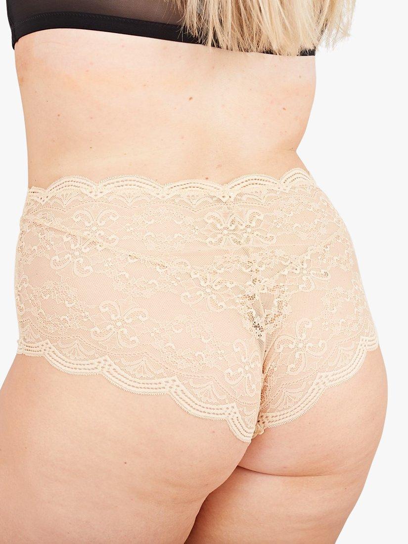 Product image 2 of 4, which shows Oola Lingerie Scallop Lace Short Knickers, Latte, 18-20