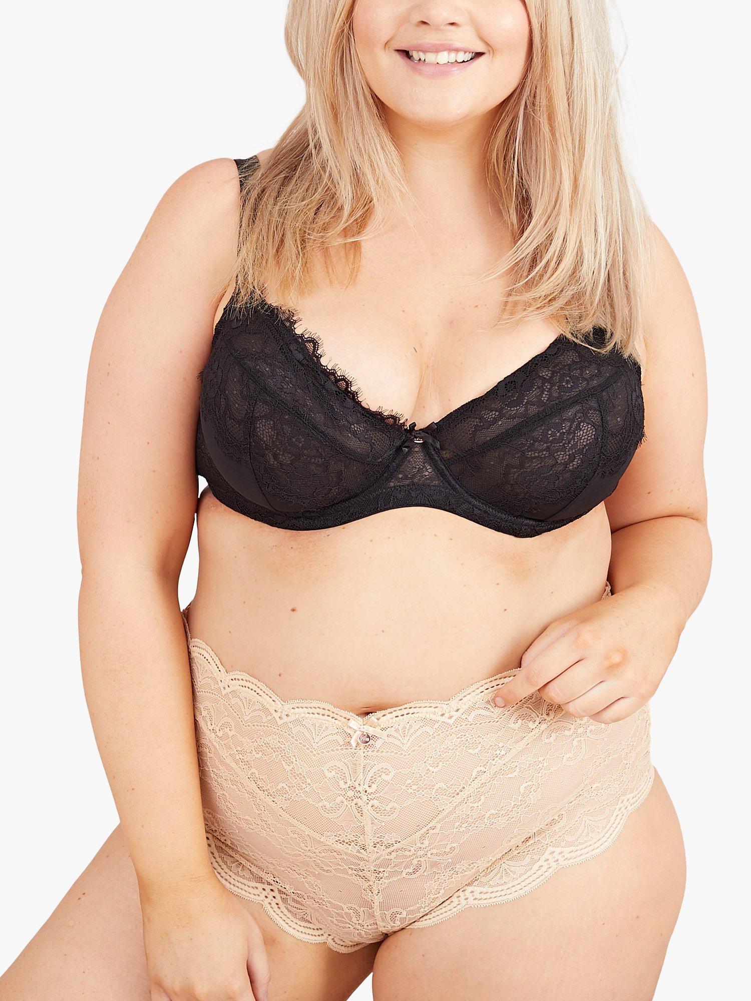 Product image 3 of 4, which shows Oola Lingerie Scallop Lace Short Knickers, Latte, 18-20