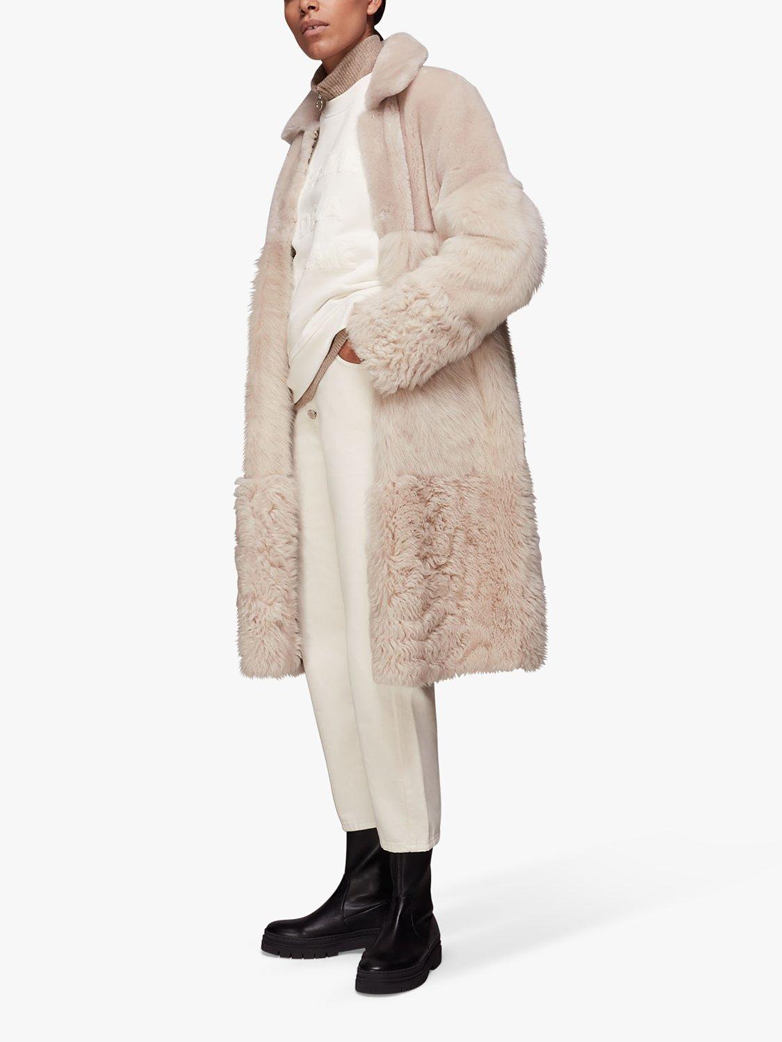 Whistles Cossma Shearling Coat Ivory