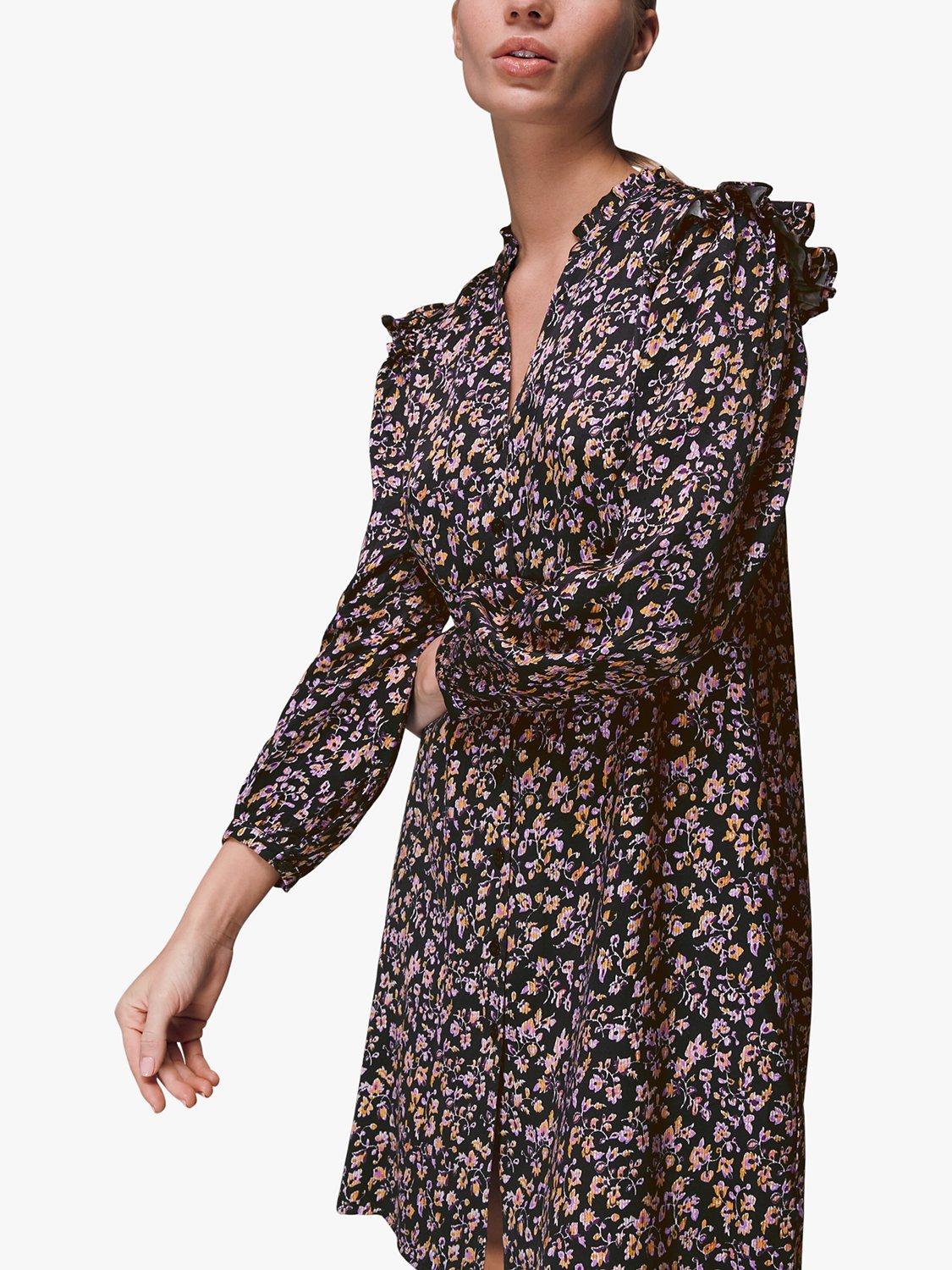 Whistles Trailing Floral Frill Mini Dress, Multi