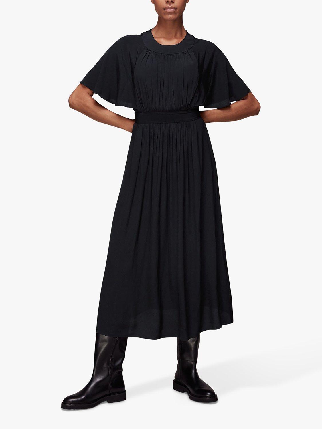 Whistles Amelia Cape Sleeve Midi Dress, Black