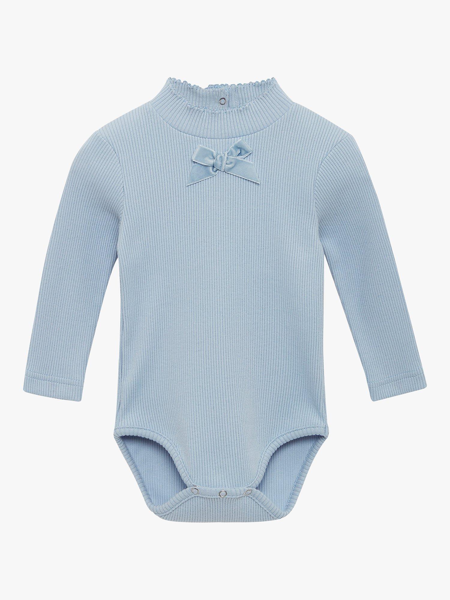 Trotters Baby Grace Bow Bodysuit, Pale Blue, 24 months
