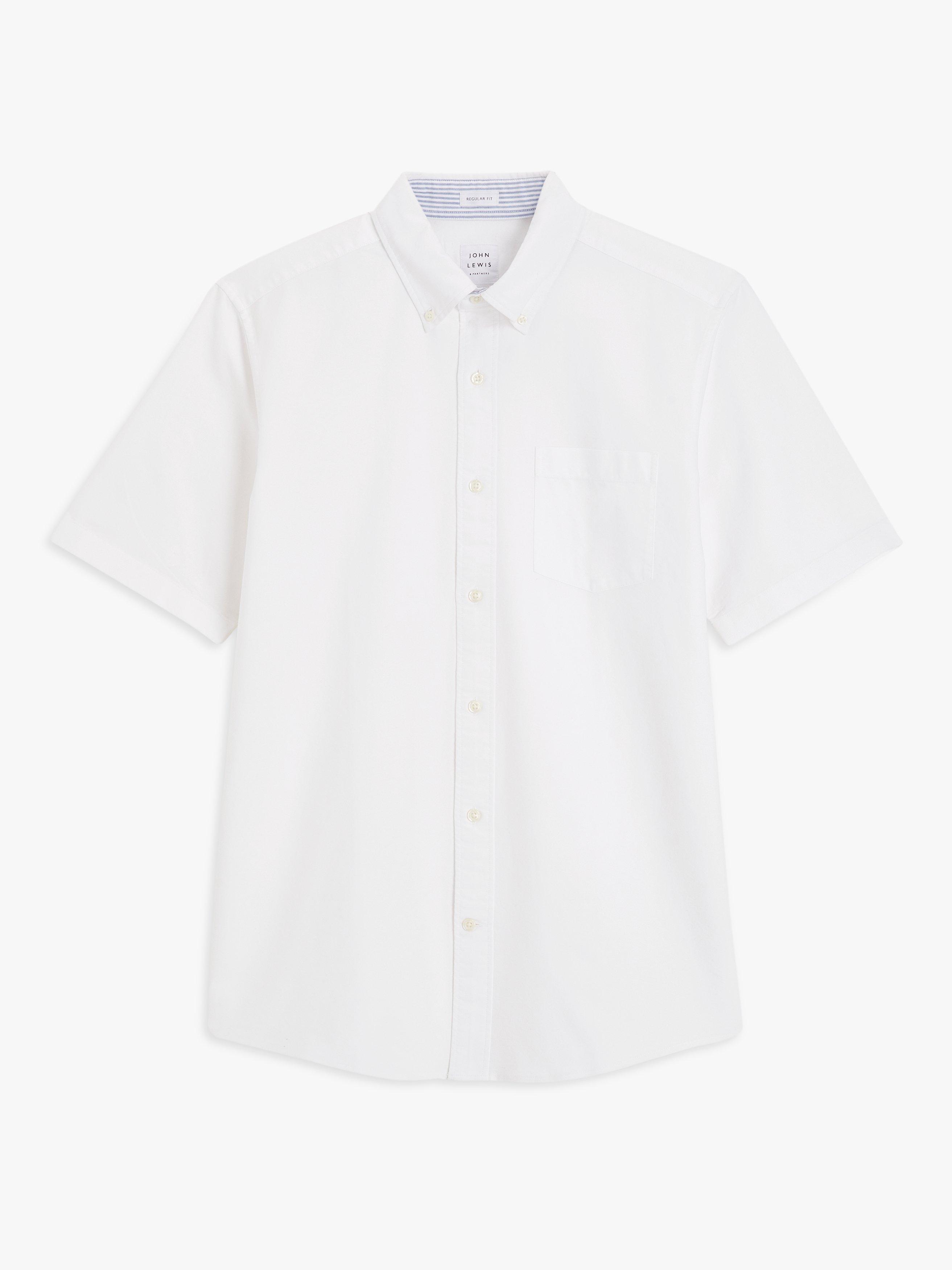 Product image 4 of 6, which shows John Lewis Regular Fit Short Sleeve Shirt, White, S