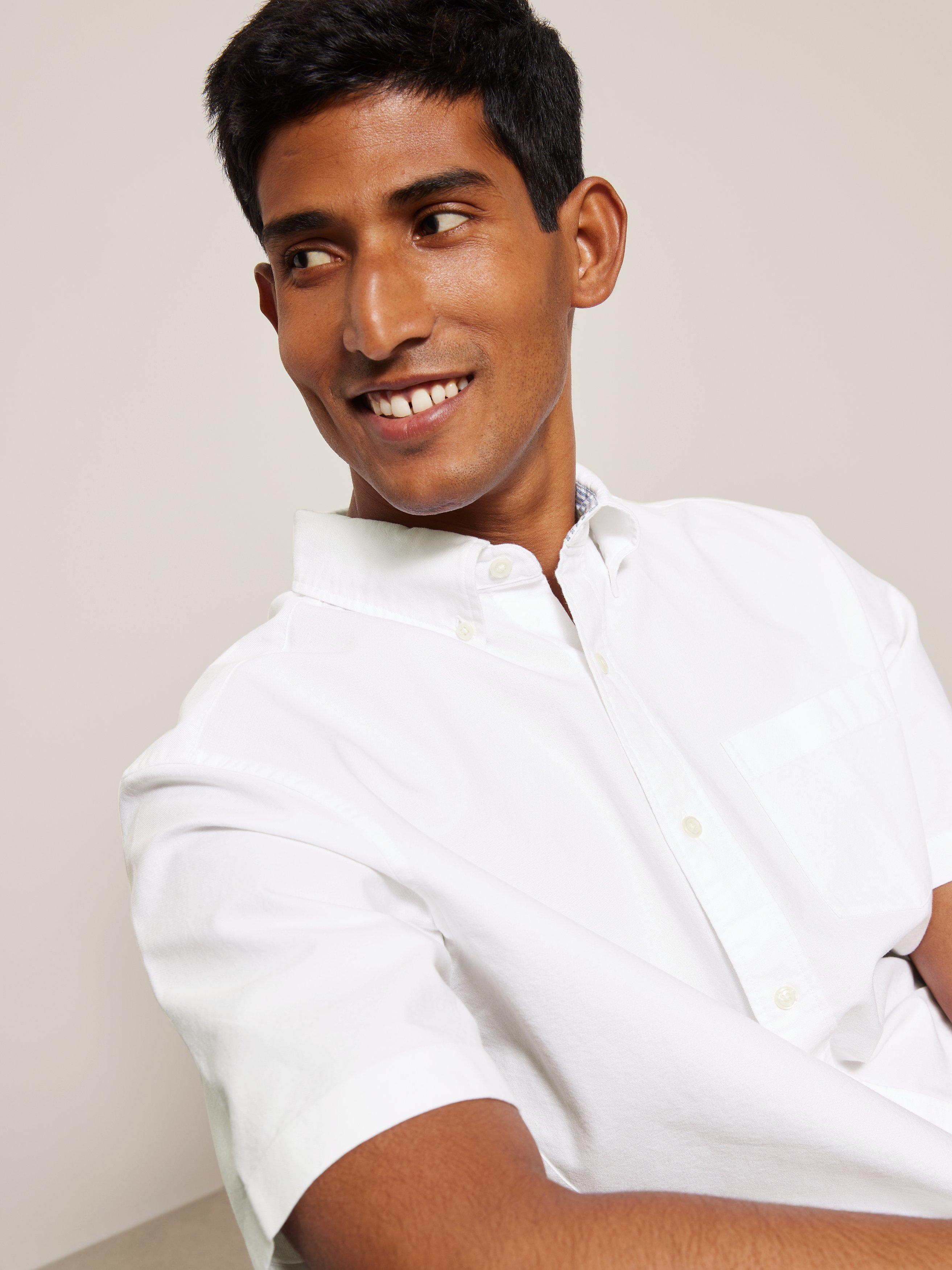 Product image 5 of 6, which shows John Lewis Regular Fit Short Sleeve Shirt, White, S