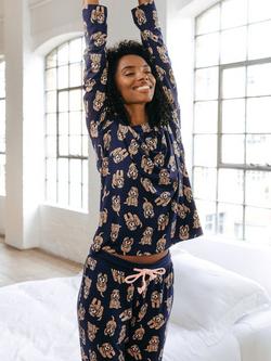 Chelsea Peers Cockapoo Eco Long Sleeve Classic Recycled Pyjama Set, Navy - view 2, Navy