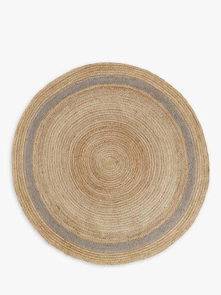 John Lewis Jute Border Rug, Dia. 200 cm, Neutral/Grey