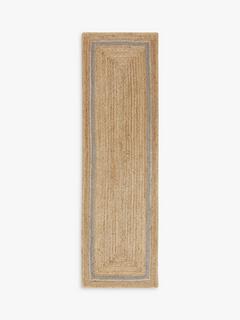 John Lewis Jute Border Runner Rug, L240 x W70 cm, Grey
