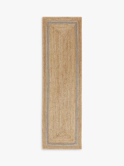John Lewis Jute Border Runner Rug, L240 x W70 cm, Grey